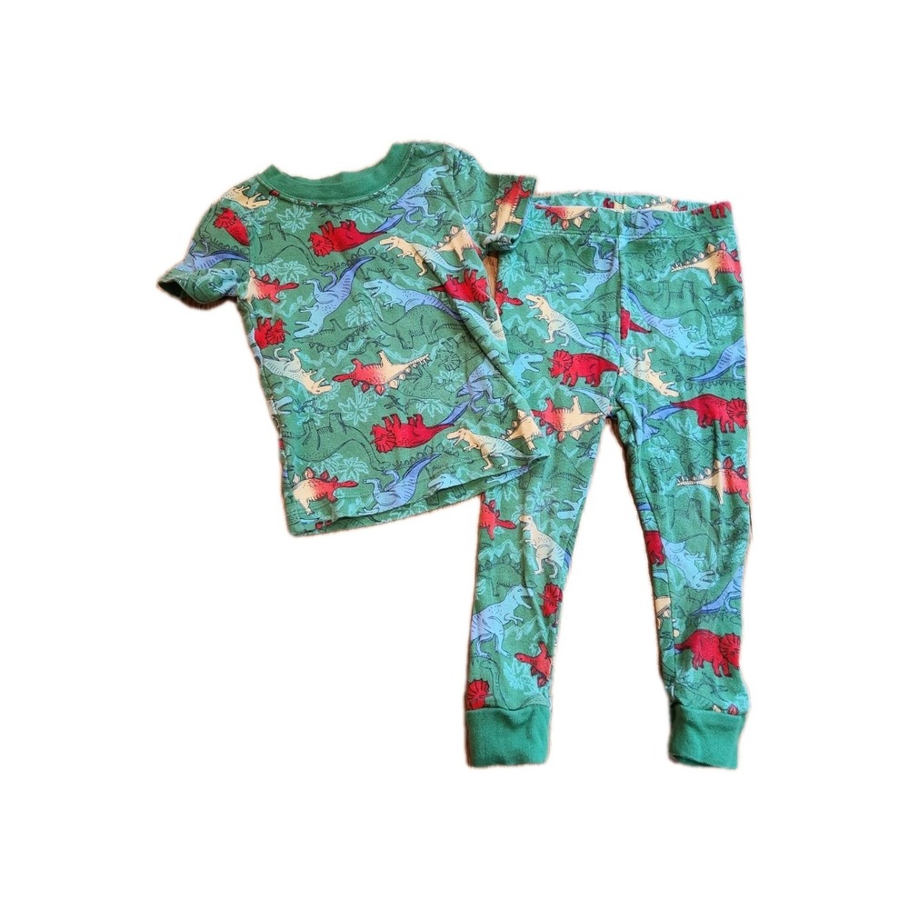 Toddler Boys Green Dinosaur Pajama Set - Soft Cotton Sleepwear